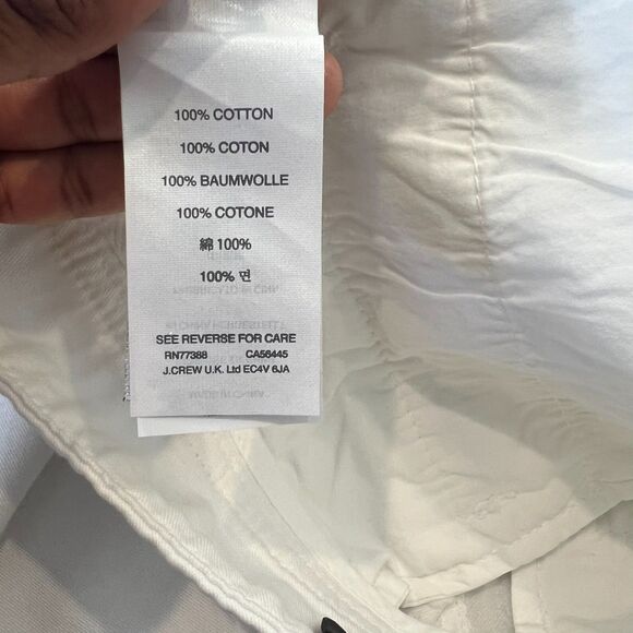 J.Crew Chino Cropped Pants White Rolled Cuffs 100% Cotton Zip Fly - Picture 7 of 16